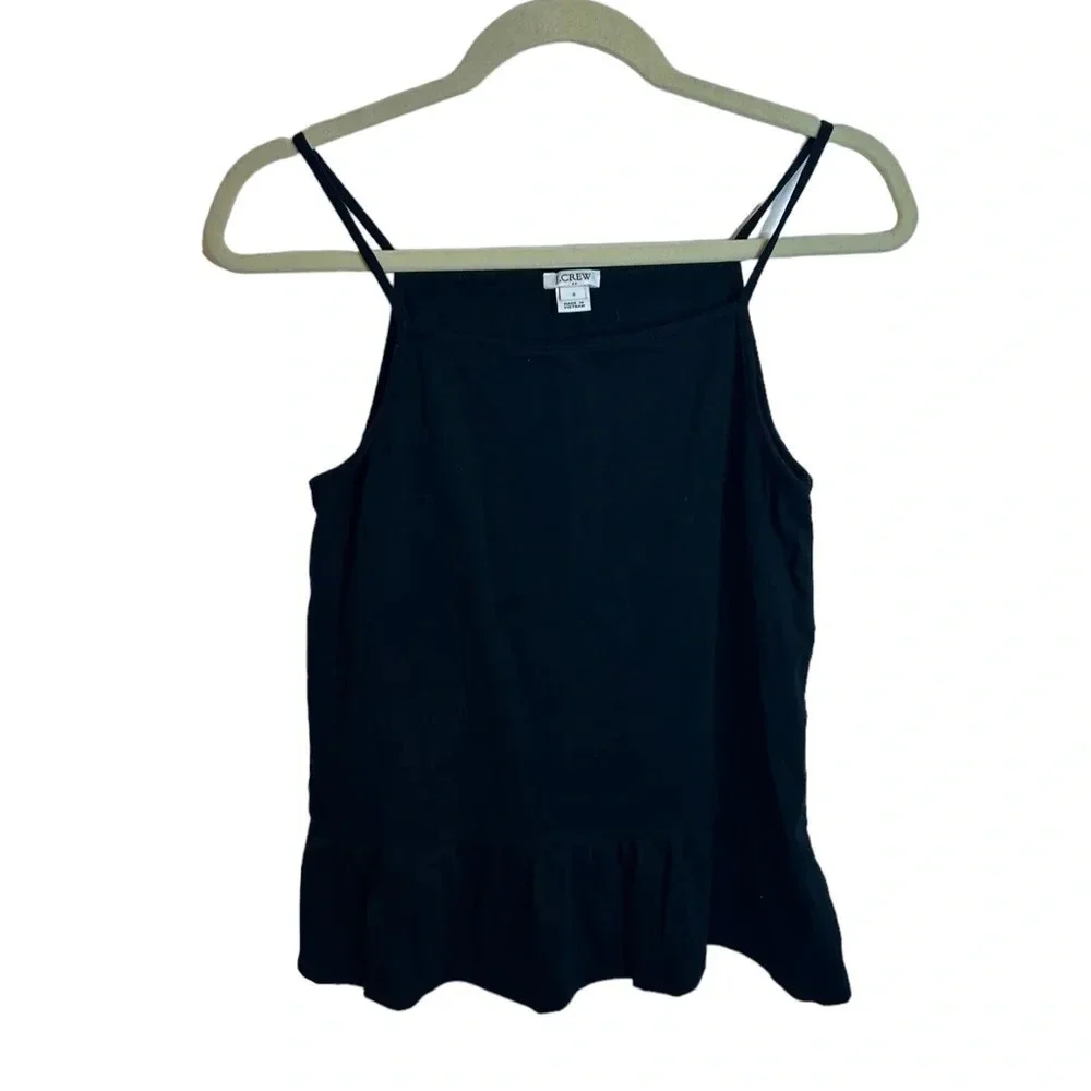 J.CREW BLACK RUFFLE PEPLUM CAMI